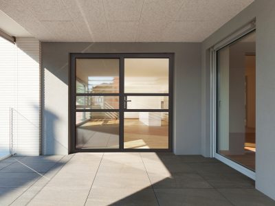 Architecture, terrace of new apartment